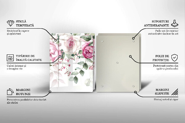 Glas Ceranfeldabdeckung Aquarellrosen