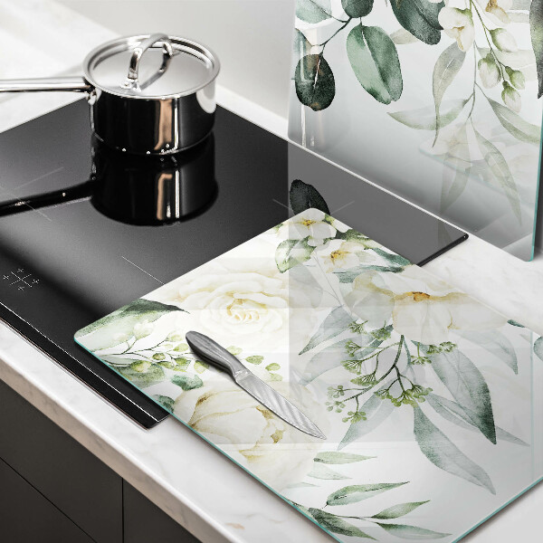 Glas Ceranfeldabdeckung Aquarellblumen