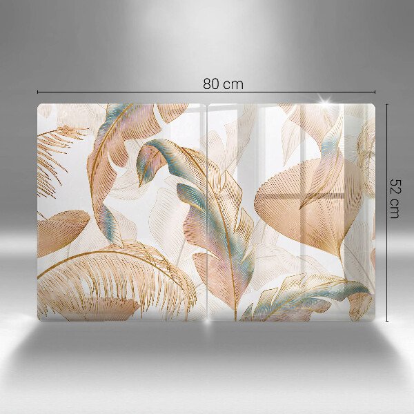 Glas Ceranfeldabdeckung Boho-Federn und Blätter