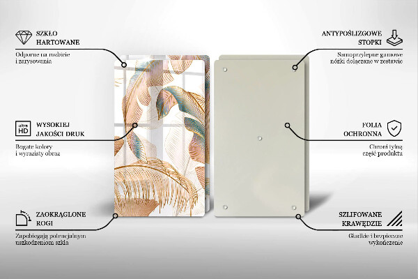 Glas Ceranfeldabdeckung Boho-Federn und Blätter