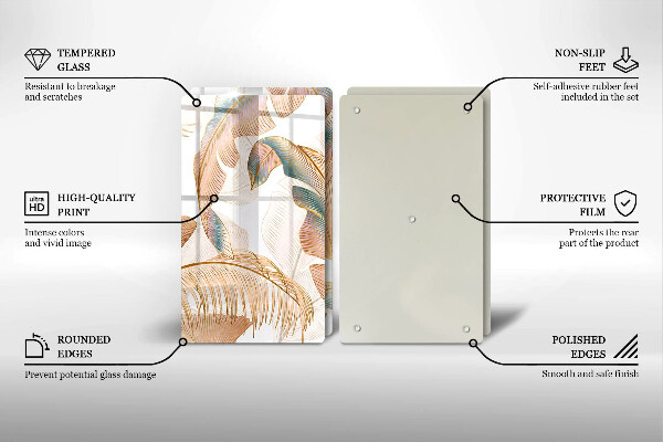 Glas Ceranfeldabdeckung Boho-Federn und Blätter