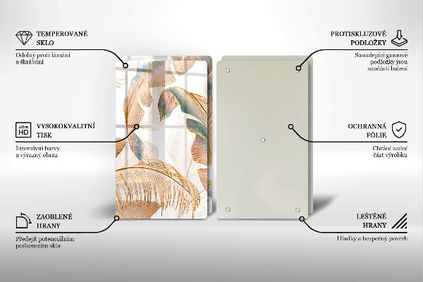 Glas Ceranfeldabdeckung Boho-Federn und Blätter