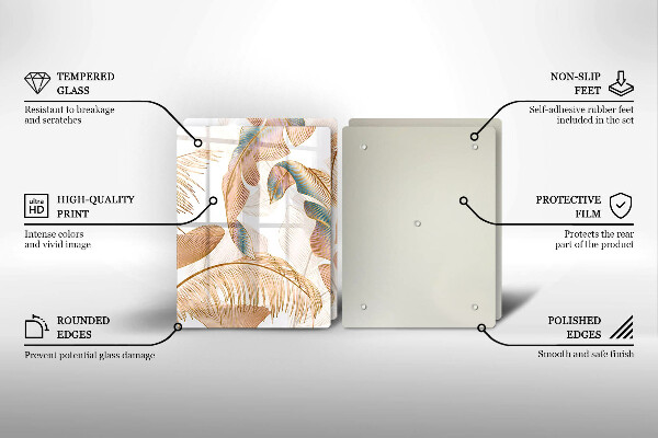 Glas Ceranfeldabdeckung Boho-Federn und Blätter