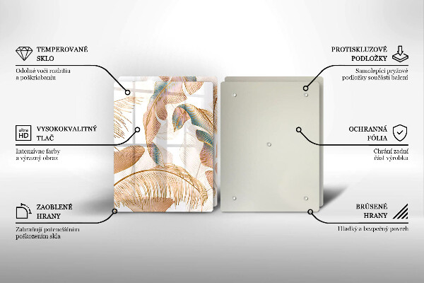 Glas Ceranfeldabdeckung Boho-Federn und Blätter