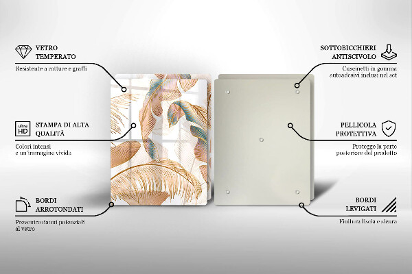 Glas Ceranfeldabdeckung Boho-Federn und Blätter