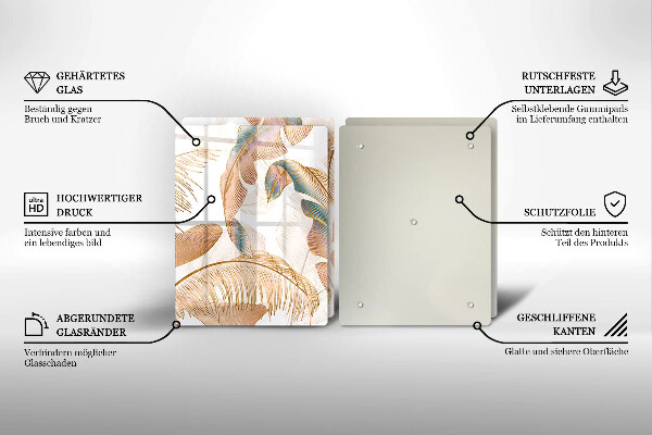 Glas Ceranfeldabdeckung Boho-Federn und Blätter