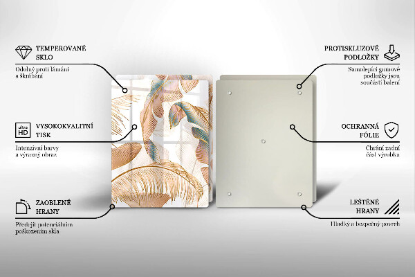 Glas Ceranfeldabdeckung Boho-Federn und Blätter