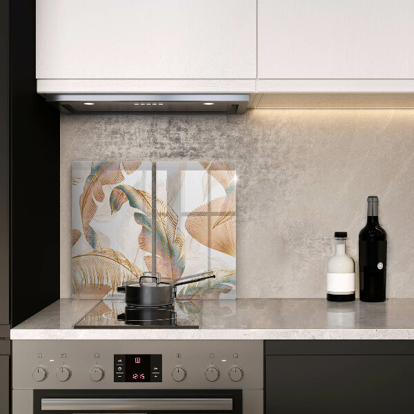 Glas Ceranfeldabdeckung Boho-Federn und Blätter