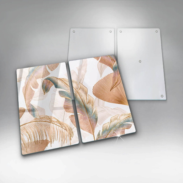 Glas Ceranfeldabdeckung Boho-Federn und Blätter