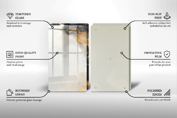 Glas Ceranfeldabdeckung Abstraktion mit Gold