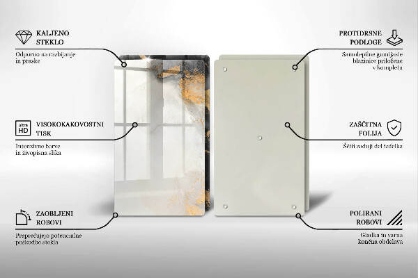 Glas Ceranfeldabdeckung Abstraktion mit Gold