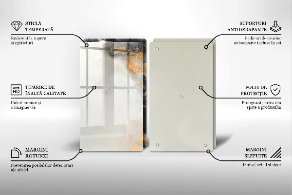 Glas Ceranfeldabdeckung Abstraktion mit Gold