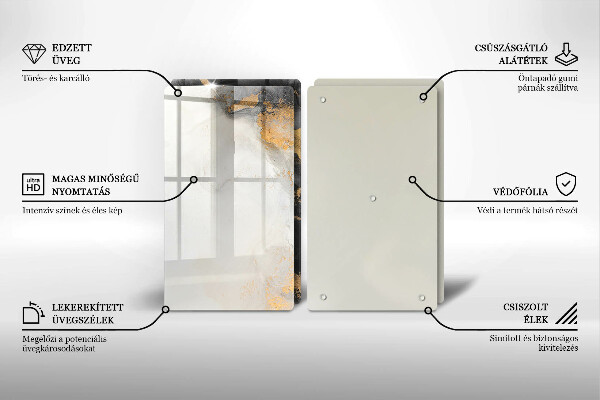 Glas Ceranfeldabdeckung Abstraktion mit Gold