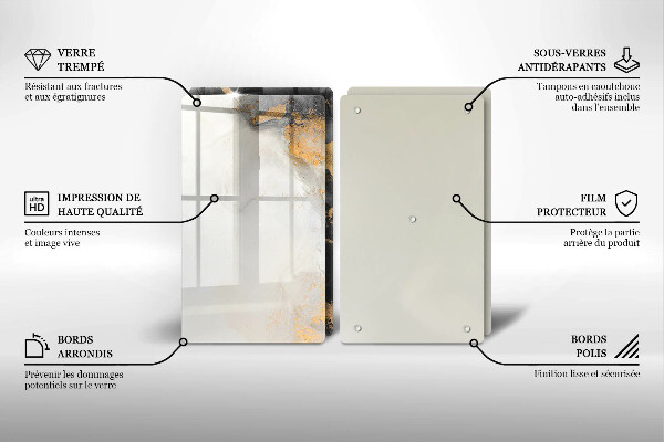 Glas Ceranfeldabdeckung Abstraktion mit Gold