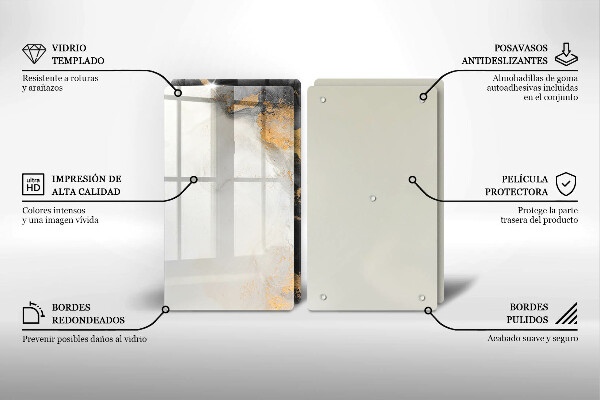 Glas Ceranfeldabdeckung Abstraktion mit Gold