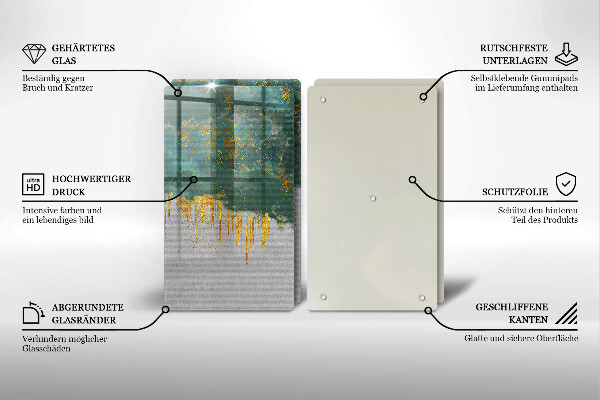 Glas Ceranfeldabdeckung Abstraktion mit Gold