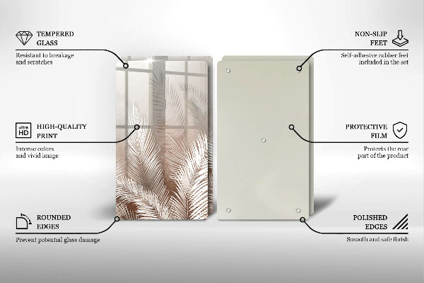 Glas Ceranfeldabdeckung Boho-Vegetationsblätter