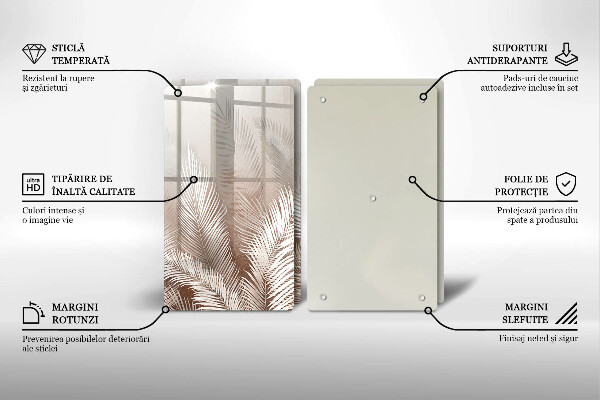 Glas Ceranfeldabdeckung Boho-Vegetationsblätter