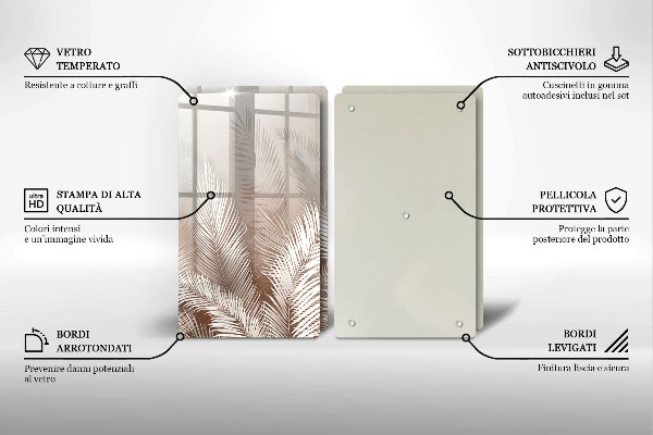 Glas Ceranfeldabdeckung Boho-Vegetationsblätter