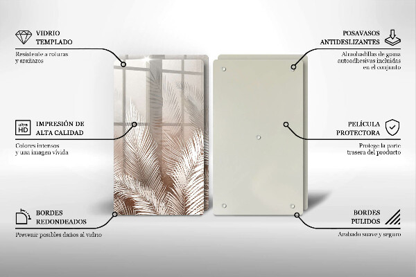 Glas Ceranfeldabdeckung Boho-Vegetationsblätter