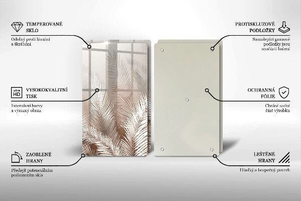 Glas Ceranfeldabdeckung Boho-Vegetationsblätter