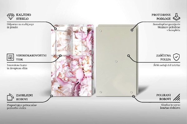 Glas Ceranfeldabdeckung Pfingstrosenstrauß