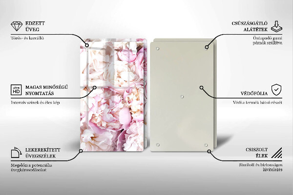 Glas Ceranfeldabdeckung Pfingstrosenstrauß