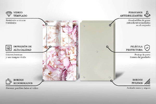 Glas Ceranfeldabdeckung Pfingstrosenstrauß