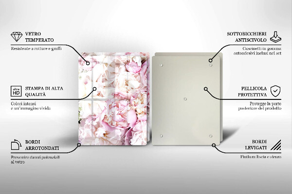 Glas Ceranfeldabdeckung Pfingstrosenstrauß