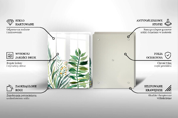 Glas Herdabdeckplatte Illustration der Pflanzenblätter