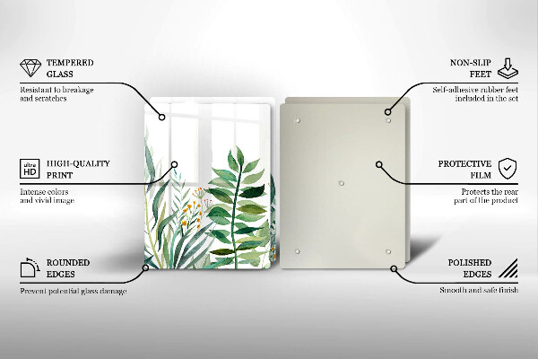Glas Herdabdeckplatte Illustration der Pflanzenblätter