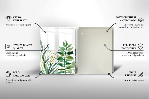 Glas Herdabdeckplatte Illustration der Pflanzenblätter