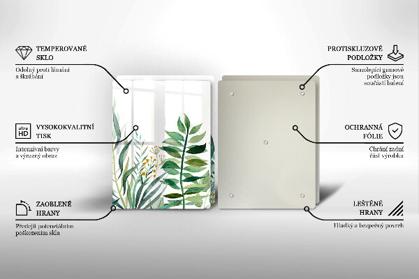Glas Herdabdeckplatte Illustration der Pflanzenblätter