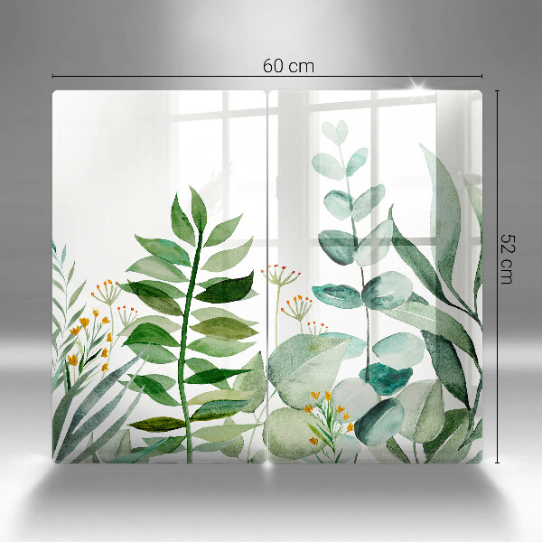 Glas Herdabdeckplatte Illustration der Pflanzenblätter
