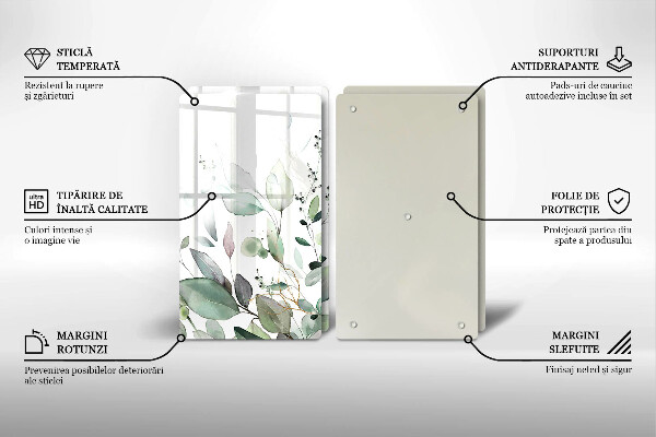 Glas Herdabdeckplatte Aquarellpflanzen