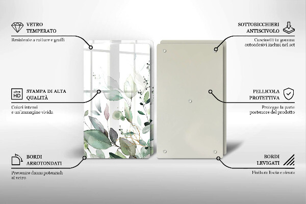 Glas Herdabdeckplatte Aquarellpflanzen