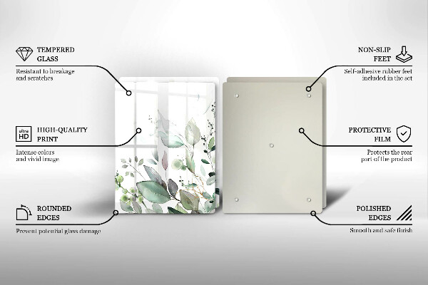 Glas Herdabdeckplatte Aquarellpflanzen