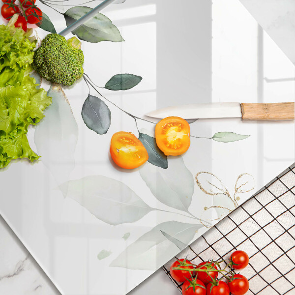 Glas Herdabdeckplatte Aquarellblätter