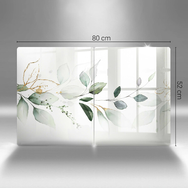 Glas Herdabdeckplatte Aquarellblätter