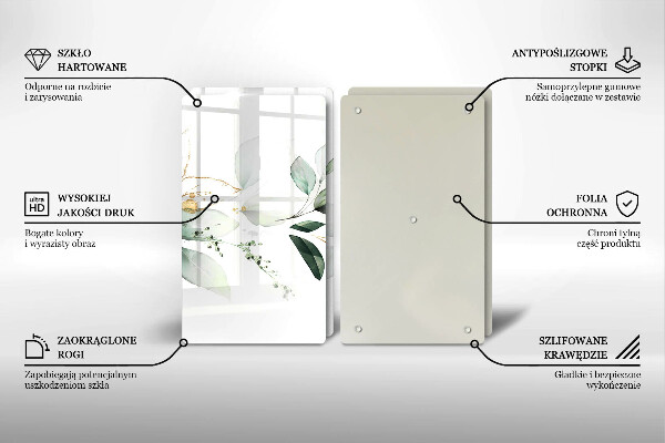 Glas Herdabdeckplatte Aquarellblätter