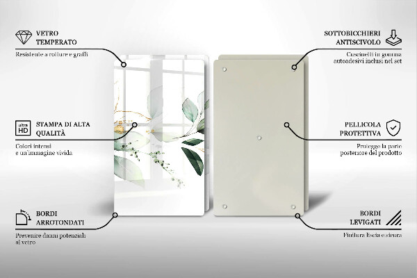Glas Herdabdeckplatte Aquarellblätter