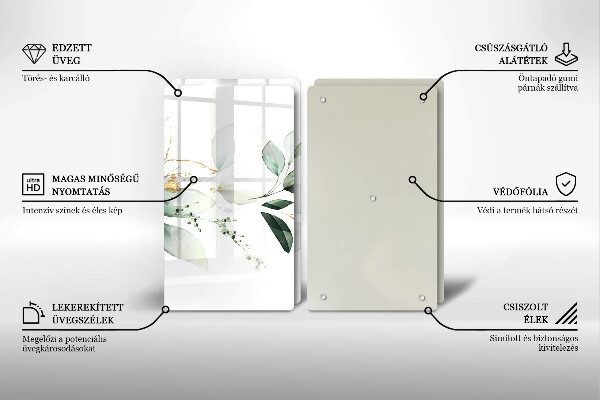 Glas Herdabdeckplatte Aquarellblätter