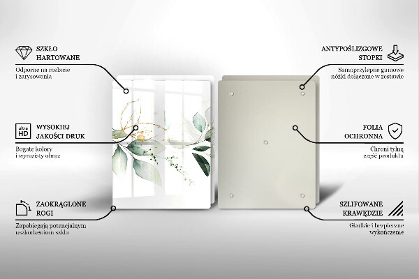 Glas Herdabdeckplatte Aquarellblätter