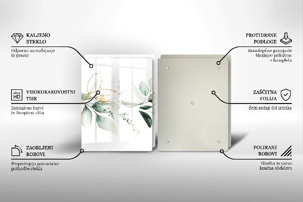 Glas Herdabdeckplatte Aquarellblätter