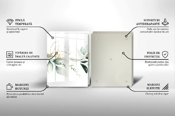 Glas Herdabdeckplatte Aquarellblätter