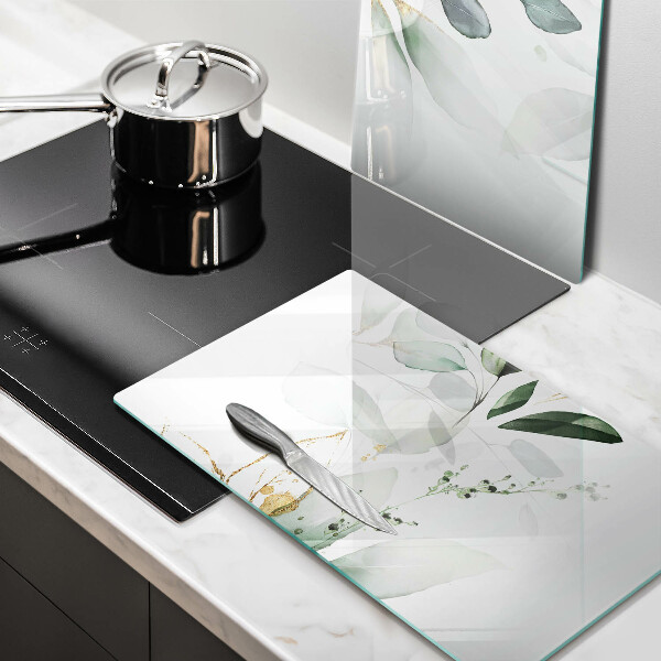 Glas Herdabdeckplatte Aquarellblätter