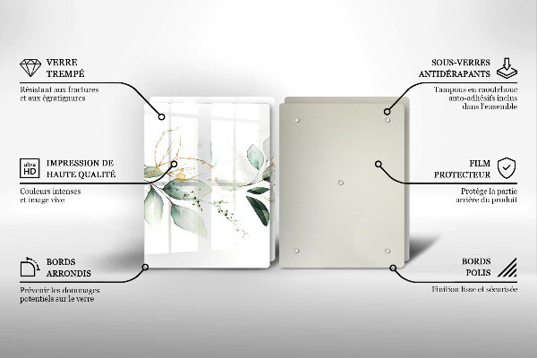 Glas Herdabdeckplatte Aquarellblätter