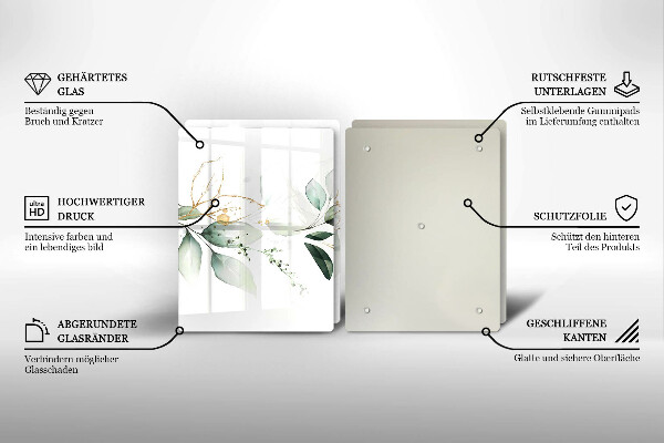 Glas Herdabdeckplatte Aquarellblätter