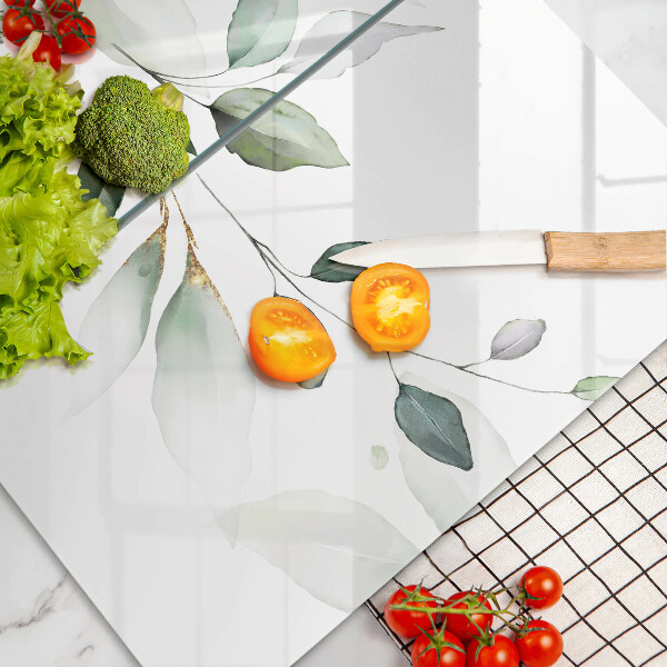 Glas Herdabdeckplatte Aquarellblätter