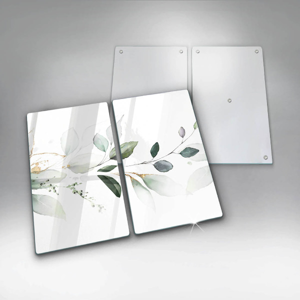 Glas Herdabdeckplatte Aquarellblätter